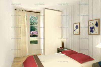 Chambre à coucher. Programme immobilier des Masisons de Biarritz